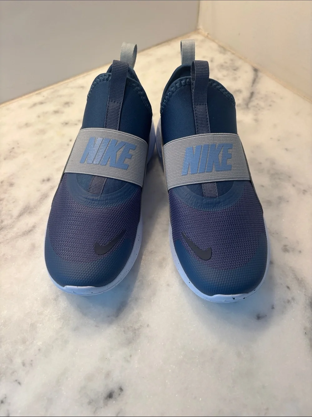 Nike Kids Slip-On Sneakers in Navy and Light Blue